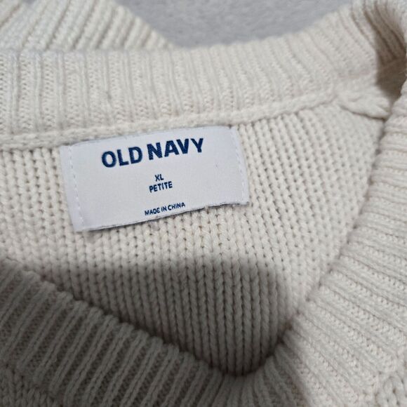 Old Navy Womens Bobble Tight Knit Polka Dot Ivory Sweater Size XLP Coquette - Picture 3 of 5